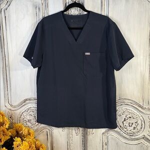 Men’s Figs Steel Blue V-Neck Scrub Top